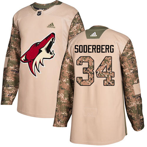 Adidas Coyotes #34 Carl Soderberg Camo Authentic 2017 Veterans Day Stitched NHL Jersey